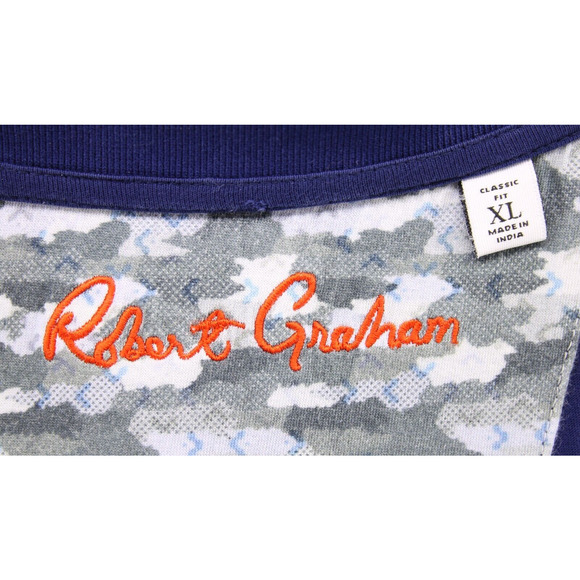 Robert Graham Men's Classic Fit 100% Supima Cotton Polo Shirt Navy Blue Sz XL - Picture 6 of 7